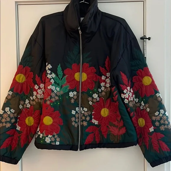 Anthropologie Floral Embroidered Bomber Jacket - Picture 3 of 9